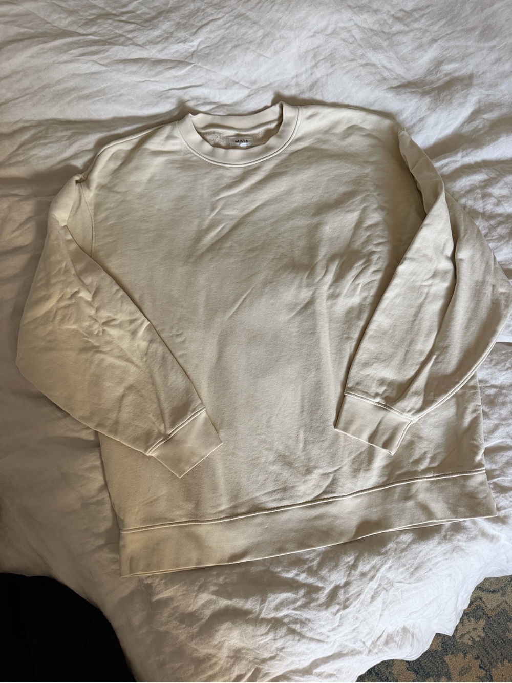 MATE the Label Oversized Crewneck Sweatshirt in Bone. Size M/L